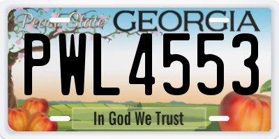 GA license plate PWL4553
