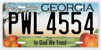 GA license plate PWL4554