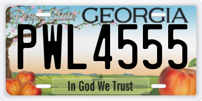 GA license plate PWL4555