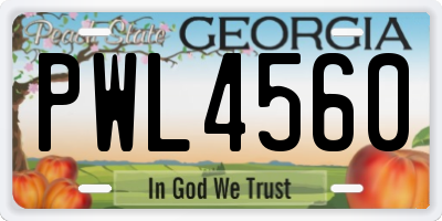 GA license plate PWL4560