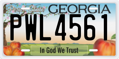GA license plate PWL4561