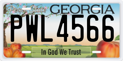 GA license plate PWL4566