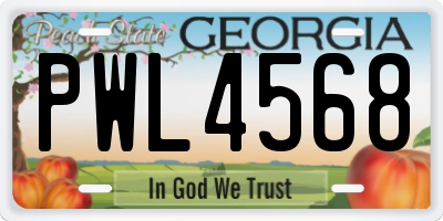 GA license plate PWL4568