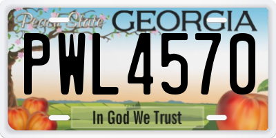 GA license plate PWL4570