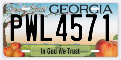 GA license plate PWL4571