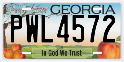 GA license plate PWL4572