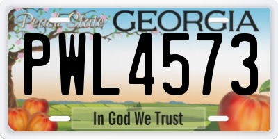 GA license plate PWL4573