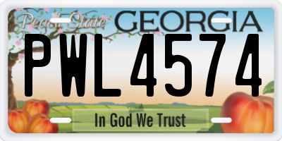 GA license plate PWL4574