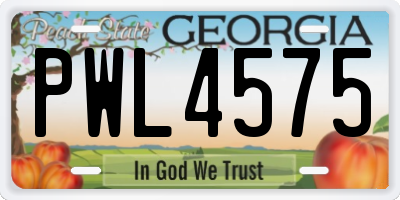 GA license plate PWL4575
