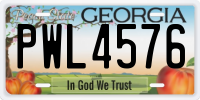 GA license plate PWL4576