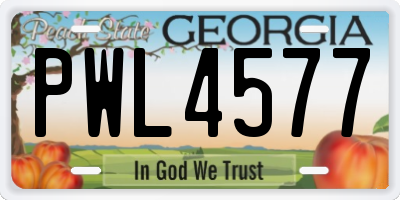 GA license plate PWL4577