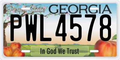 GA license plate PWL4578