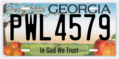 GA license plate PWL4579