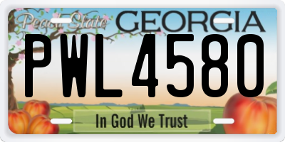 GA license plate PWL4580