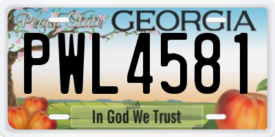 GA license plate PWL4581