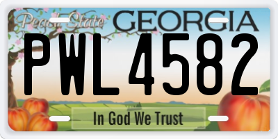 GA license plate PWL4582