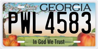 GA license plate PWL4583