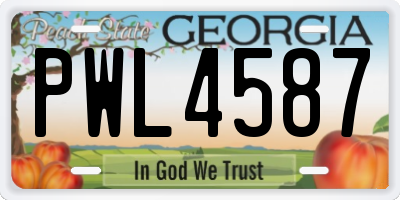 GA license plate PWL4587