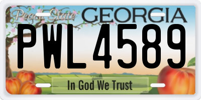 GA license plate PWL4589