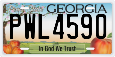 GA license plate PWL4590
