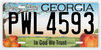 GA license plate PWL4593