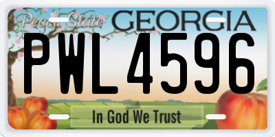GA license plate PWL4596