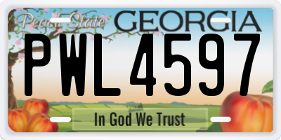 GA license plate PWL4597