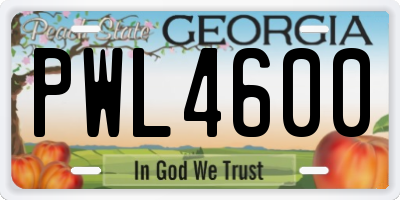 GA license plate PWL4600