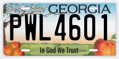 GA license plate PWL4601