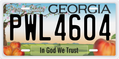 GA license plate PWL4604