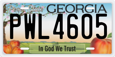 GA license plate PWL4605