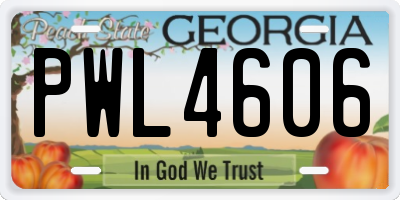 GA license plate PWL4606