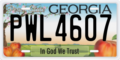 GA license plate PWL4607