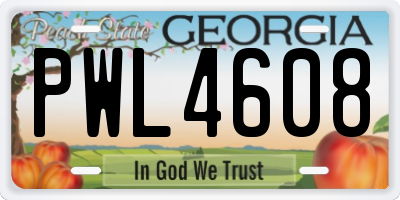 GA license plate PWL4608