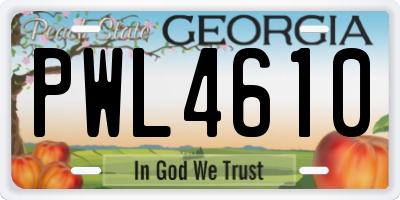 GA license plate PWL4610