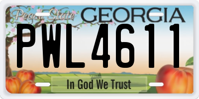 GA license plate PWL4611