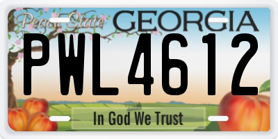 GA license plate PWL4612
