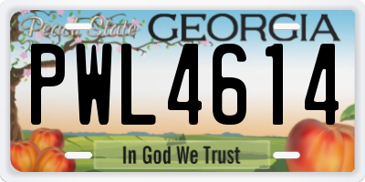 GA license plate PWL4614