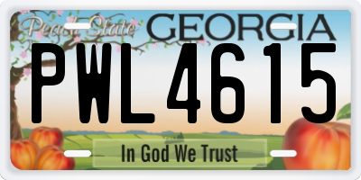 GA license plate PWL4615