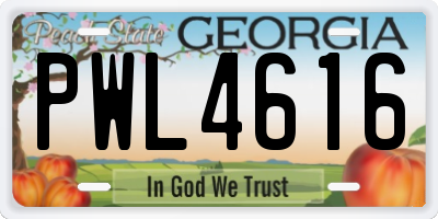 GA license plate PWL4616