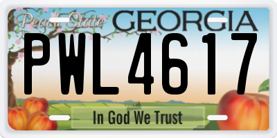 GA license plate PWL4617