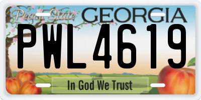 GA license plate PWL4619