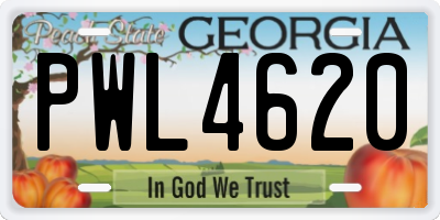 GA license plate PWL4620