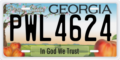 GA license plate PWL4624