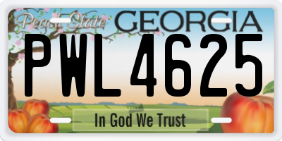 GA license plate PWL4625