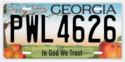 GA license plate PWL4626