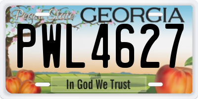 GA license plate PWL4627
