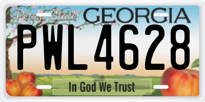 GA license plate PWL4628