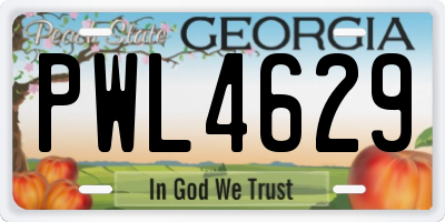 GA license plate PWL4629
