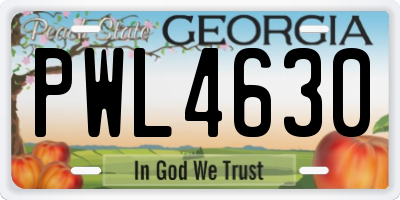 GA license plate PWL4630